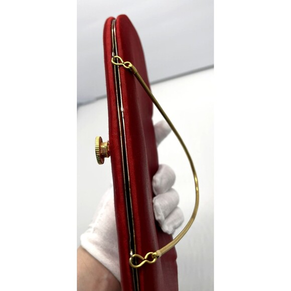 Vintage Saks Fifth Avenue Red Scarlet Satin Gorgeous Clutch Handbag Purse - Picture 10 of 16